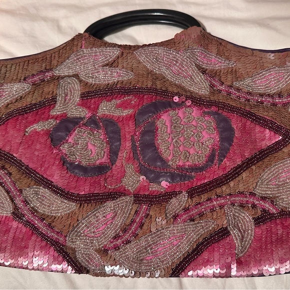 Vintage Jamin Puech Sequin Embellished Pink and Brown Women's Bag - Picture 1 of 5